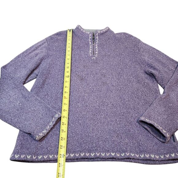 Woolrich Purple Wool 1/4 Zip Mock Neck Pullover Sweater Cottagecore Cabincore L - Picture 7 of 13